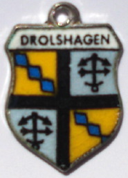DROLSHAGEN, Germany - Vintage Silver Enamel Travel Shield Charm