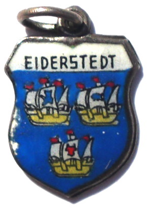EIDERSTEDT, Germany - Vintage Silver Enamel Travel Shield Charm