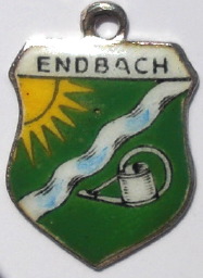 ENDBACH, Germany - Vintage Silver Enamel Travel Shield Charm