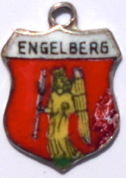 ENGELBERG, Switzerland - Vintage Silver Enamel Travel Shield Charm