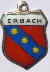 ERBACH, Germany - Vintage Silver Enamel Travel Shield Charm