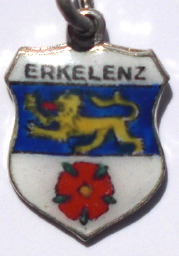 ERKELENZ, Germany - Vintage Silver Enamel Travel Shield Charm