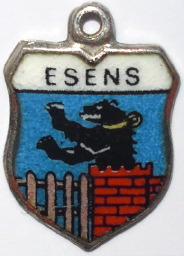 ESENS, Germany - Vintage Silver Enamel Travel Shield Charm