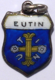 EUTIN, Germany - Vintage Silver Enamel Travel Shield Charm - Click Image to Close