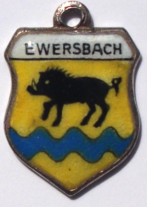 EWERSBACH, Germany - Vintage Silver Enamel Travel Shield Charm