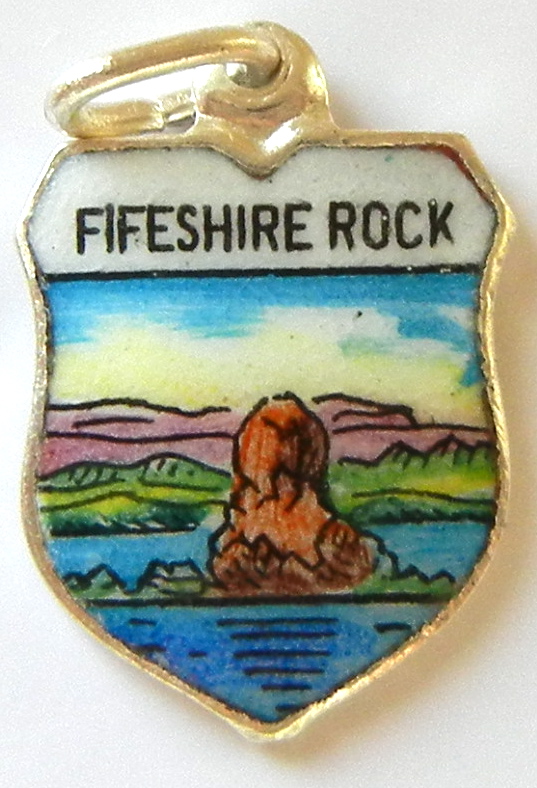 New Zealand - Fifeshire Rock - Vintage Silver Pl. Enamel Travel Shield Charm