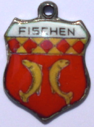 FISCHEN, Germany - Vintage Silver Enamel Travel Shield Charm