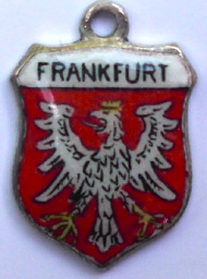 FRANKFURT, Germany - Vintage Silver Enamel Travel Shield Charm