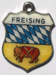 FREISING, Germany - Vintage Silver Enamel Travel Shield Charm