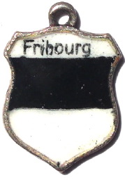 FRIBOURG, Switzerland - Vintage Silver Enamel Travel Shield Charm