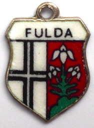 FULDA, Germany - Vintage Silver Enamel Travel Shield Charm