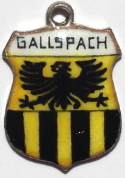 GALLSPACH, Austria- Vintage Silver Enamel Travel Shield Charm