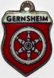 GERNSHEIM, Germany - Vintage Silver Enamel Travel Shield Charm