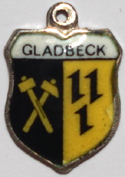 GLADBECK, Germany - Vintage Silver Enamel Travel Shield Charm - Click Image to Close