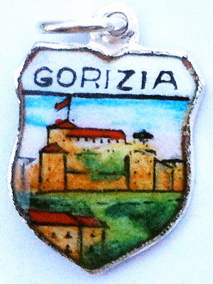 Gorizia Italy - Castle - Vintage Silver Enamel Travel Shield Charm