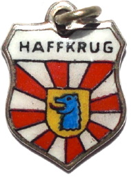HAFFKRUG, Germany - Vintage Silver Enamel Travel Shield Charm
