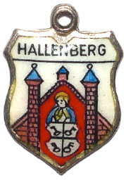 HALLENBERG, Germany - Vintage Silver Enamel Travel Shield Charm