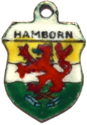HAMBORN, Germany - Vintage Silver Enamel Travel Shield Charm