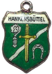 HANKENSBUTTEL, Germany - Vintage Silver Enamel Travel Shield Charm