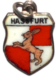 HASFURT, Germany - Vintage Silver Enamel Travel Shield Charm