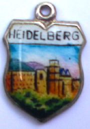 HEIDELBERG, Germany - Vintage Silver Enamel Travel Shield Charm
