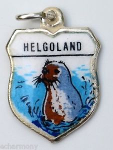 Helgoland Island GERMANY - Seal - Vintage Silver Enamel Travel Shield Charm