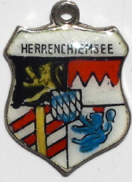 HERRENCHIEMESEE, Germany - Vintage Silver Enamel Travel Shield Charm