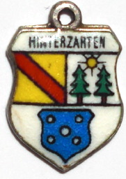 HINTERZARTEN, Germany - Vintage Silver Enamel Travel Shield Charm