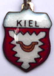 KIEL, Germany - Vintage Silver Enamel Travel Shield Charm