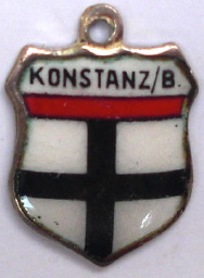 KONSTANZ, Germany - Vintage Silver Enamel Travel Shield Charm