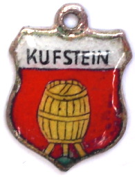 KUFSTEIN, Austria- Vintage Silver Enamel Travel Shield Charm