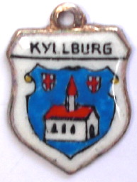 KYLLBURG, Germany - Vintage Silver Enamel Travel Shield Charm