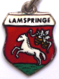 LAMSPRINGE, Germany - Vintage Silver Enamel Travel Shield Charm