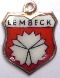 LEMBECK, Germany - Vintage Silver Enamel Travel Shield Charm