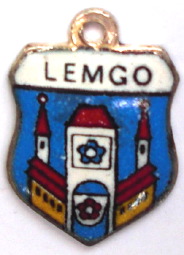 LEMGO, Germany - Vintage Silver Enamel Travel Shield Charm
