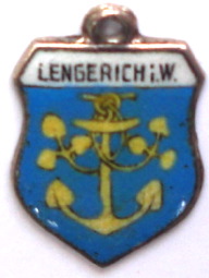 LENGERICH, Germany - Vintage Silver Enamel Travel Shield Charm - Click Image to Close