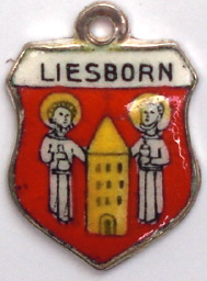 LIESBORN, Germany - Vintage Silver Enamel Travel Shield Charm