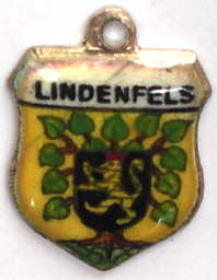 LINDENFELS, Germany - Vintage Silver Enamel Travel Shield Charm
