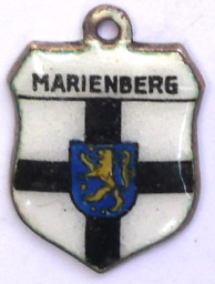MARIENBERG, Germany - Vintage Silver Enamel Travel Shield Charm
