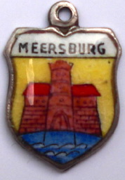 MEERSBURG, Germany - Vintage Silver Enamel Travel Shield Charm