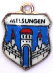 MELSUNGEN, Germany - Vintage Silver Enamel Travel Shield Charm