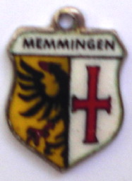 MEMMINGEN, Germany - Vintage Silver Enamel Travel Shield Charm