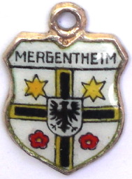 MERGENTHEIM, Germany - Vintage Silver Enamel Travel Shield Charm