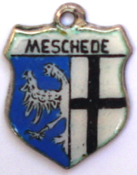 MESCHENDE, Germany - Vintage Silver Enamel Travel Shield Charm