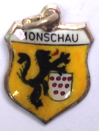 MONSCHAU, Germany - Vintage Silver Enamel Travel Shield Charm