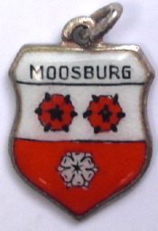 MOOSBURG, Germany - Vintage Silver Enamel Travel Shield Charm