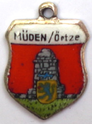 MUNDEN, Germany - Vintage Silver Enamel Travel Shield Charm