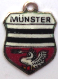 MUNSTER, Germany - Vintage Silver Enamel Travel Shield Charm
