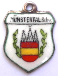 MUNSTER, Germany - Vintage Silver Enamel Travel Shield Charm