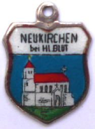 NEUKIRCHEN, Germany - Vintage Silver Enamel Travel Shield Charm - Click Image to Close